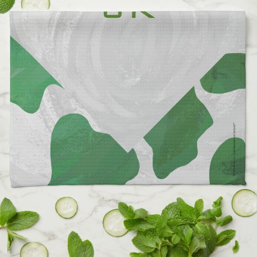 Cow Green und White Monogram Geschirrtuch (Gefaltet)