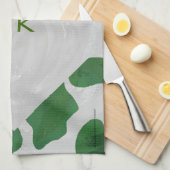 Cow Green und White Monogram Geschirrtuch (Viertel Falte)