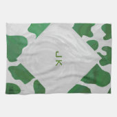 Cow Green und White Monogram Geschirrtuch (Horizontal)