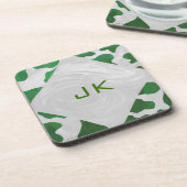 Cow Green und White Monogram Getränkeuntersetzer (Linke Seite)