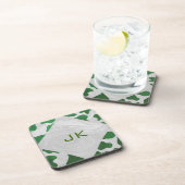Cow Green und White Monogram Getränkeuntersetzer (Rechte Seite)