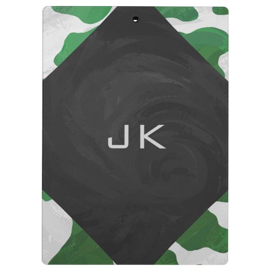 Cow Green und White Monogram Klemmbrett (Rückseite)