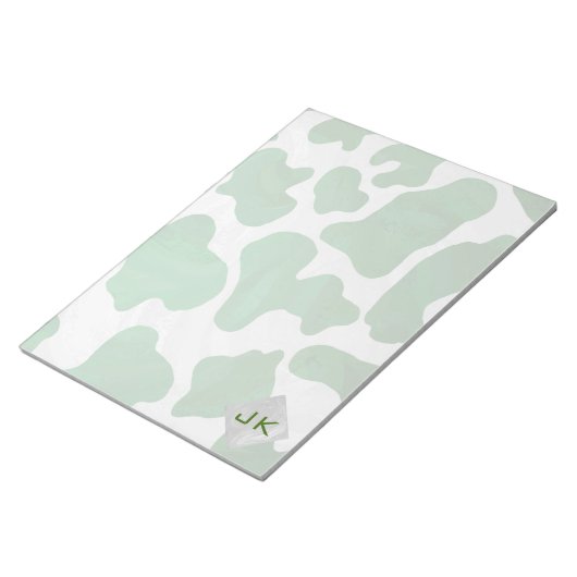 Cow Green und White Monogram Notizblock (angewinkelt)