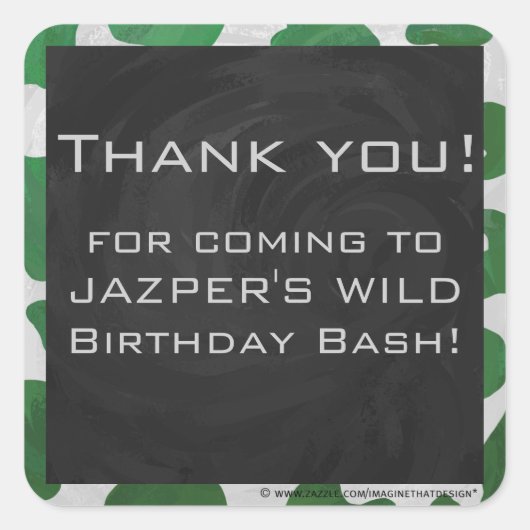 Cow Green und White Monogram Quadratischer Aufkleber (Vorderseite)