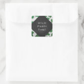 Cow Green und White Monogram Quadratischer Aufkleber (Tasche)