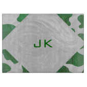 Cow Green und White Monogram Schneidebrett (Vorderseite)