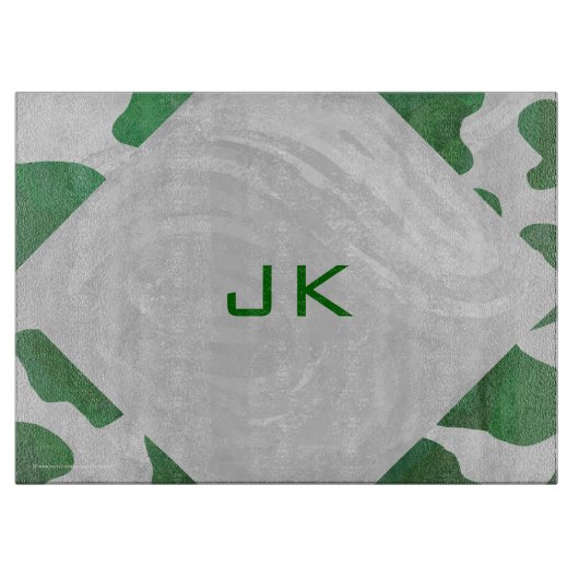 Cow Green und White Monogram Schneidebrett (Vorderseite)