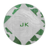 Cow Green und White Monogram Schneidebrett (Vorderseite)