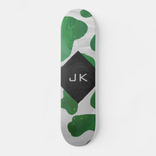 Cow Green und White Monogram Skateboard