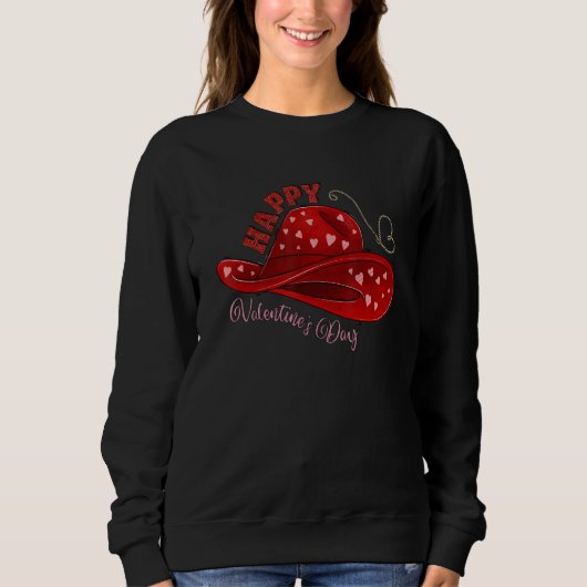 Cow Hat Valentine's Day Be Howdy Western Cowhide L Sweatshirt (Vorderseite)