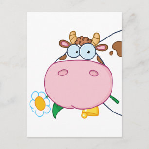 Cow Head Cartoon Character Postkarte