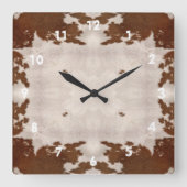 Cow Hide Pattern clock Quadratische Wanduhr (Vorderseite)
