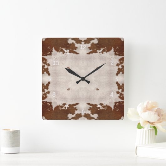 Cow Hide Pattern clock Quadratische Wanduhr (Zuhause)
