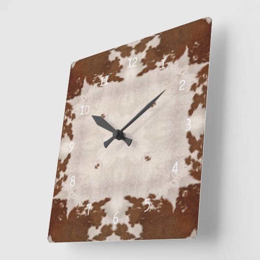 Cow Hide Pattern clock Quadratische Wanduhr (Winkel)