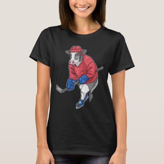 Cow Ice hockey Ice hockey stick Sports T-Shirt (Vorderseite)