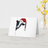 COW IN EINER SANTA-Faltenkarte Karte (Gelbe Blume)