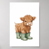 Cow in Sage Green Boots Poster Kids Room Decor (Vorne)