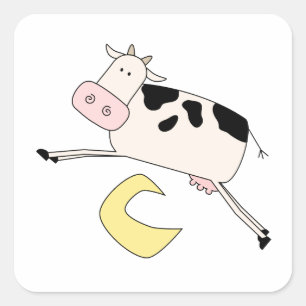 Cow Jumps Over Moon Quadratischer Aufkleber