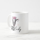 Cow Lady Coffee Tasse - Niedliches Lebensgeschenk  (Vorderseite Links)