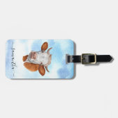 Cow Lover Watercolor Monogramm Name Gepäckanhänger (Vorderseite horizontal)