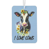 Cow Lovers I Love Cows Holstein Sunflowers Autolufterfrischer (Rückseite)
