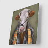 Cow Man Quadratische Wanduhr (Winkel)