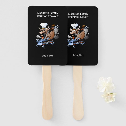 Cow Mascot Family Wiedersehen Barbecue Fächer (Vorne und Hinten)