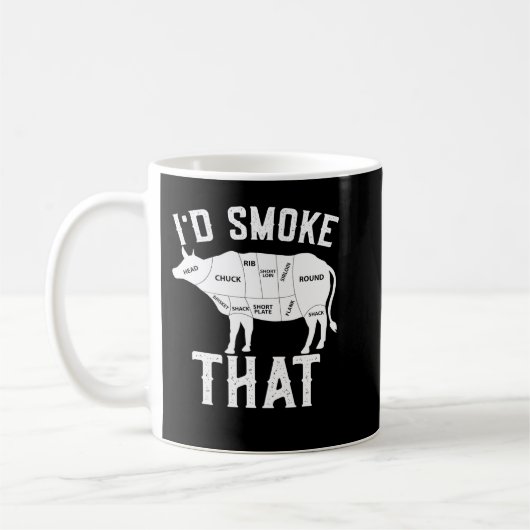 Cow Mooey Mens Ich rauche, dass Metzger GRILLEN Gr Kaffeetasse (Links)