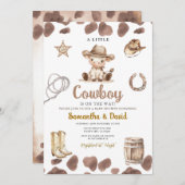 Cow Pattern Cowboy is on the Way Baby Shower Einladung (Vorne/Hinten)