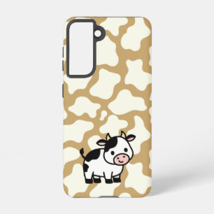 Cow Pattern in White on Light Brown with Cow Samsung Galaxy Hülle