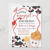 Cow Pattern Nugget Fast Food Theme Baby Shower Einladung (Vorderseite)