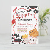 Cow Pattern Nugget Fast Food Theme Baby Shower Einladung (Stehend Vorderseite)