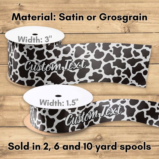 Cow Pattern with Custom Text Satinband