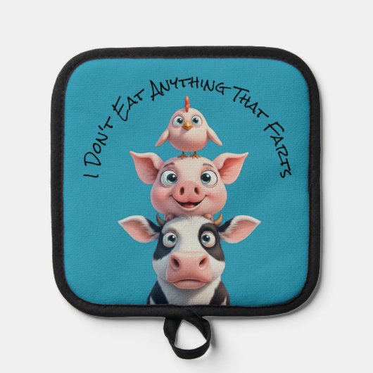 Cow, Pig & Chicken - Ich esse nichts... Topflappen (Vorderseite)