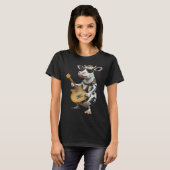 Cow Playing Electric Guitar Animal Cow Guitar T-Shirt (Vorne ganz)