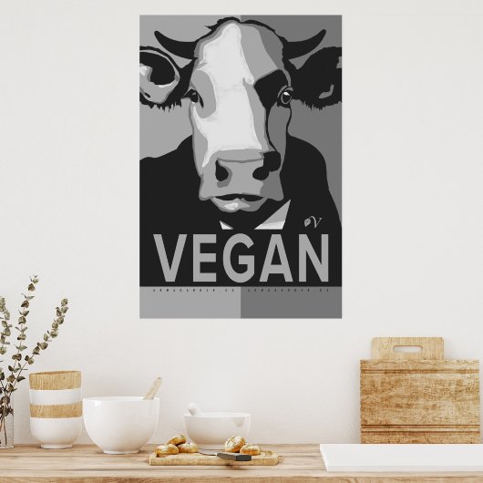 Cow Pop Art Poster in Black and White - Vegan (Küche)