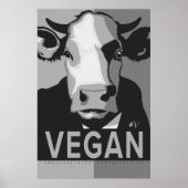 Cow Pop Art Poster in Black and White - Vegan (Vorne)