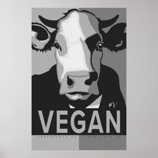 Cow Pop Art Poster in Black and White - Vegan (Vorne)