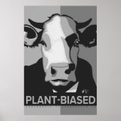 Cow Pop Art Poster in Black & White - Plant-Biased (Vorne)