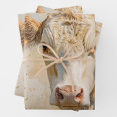 Cow Portrait Aquarellmalerei Decoupage Geschenkpapier Set (Beispiel)