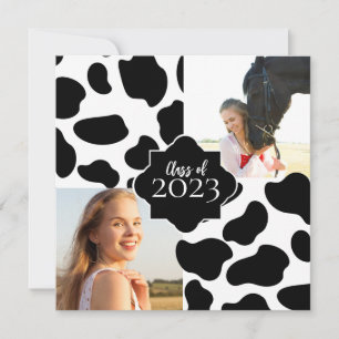 Cow Print Abschluss Foto Einladung