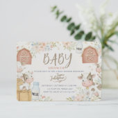Cow Print Baby Shower Invitation,Rustic Farm Style Begleitkarte (Stehend Vorderseite)