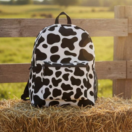 Cow print backpack, Black and white cow backpack Bedruckter Rucksack