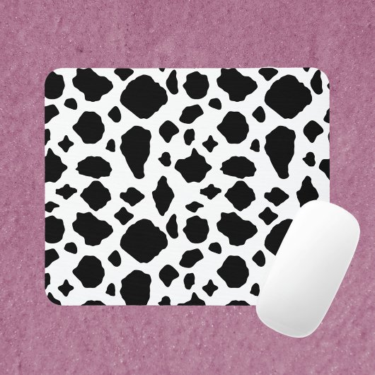 Cow Print Black and White Mousepad