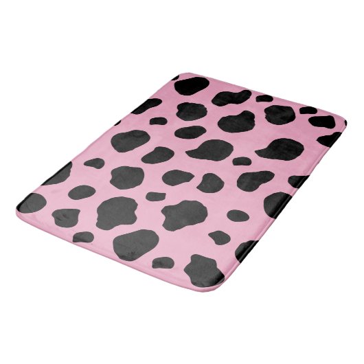 Cow Print, Cow Pattern, Cow Spots, Pink Cow Badematte (Schrägansicht)