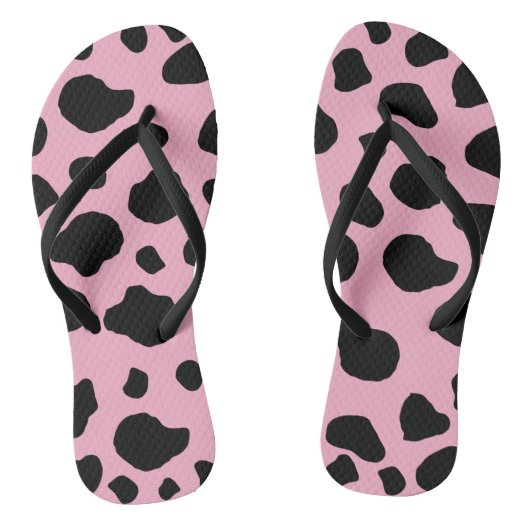 Cow Print, Cow Pattern, Cow Spots, Pink Cow Badesandalen (Fußbett)
