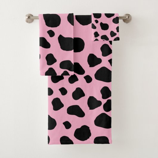 Cow Print, Cow Pattern, Cow Spots, Pink Cow Badhandtuch Set (Insitu)