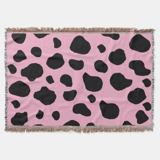 Cow Print, Cow Pattern, Cow Spots, Pink Cow Decke (Vorderseite)