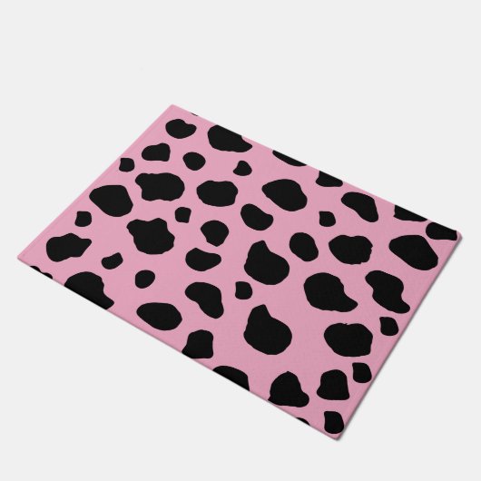 Cow Print, Cow Pattern, Cow Spots, Pink Cow Fußmatte (Schrägansicht)
