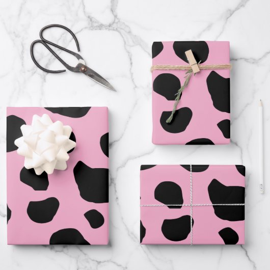 Cow Print, Cow Pattern, Cow Spots, Pink Cow Geschenkpapier Set (Vorderseite)